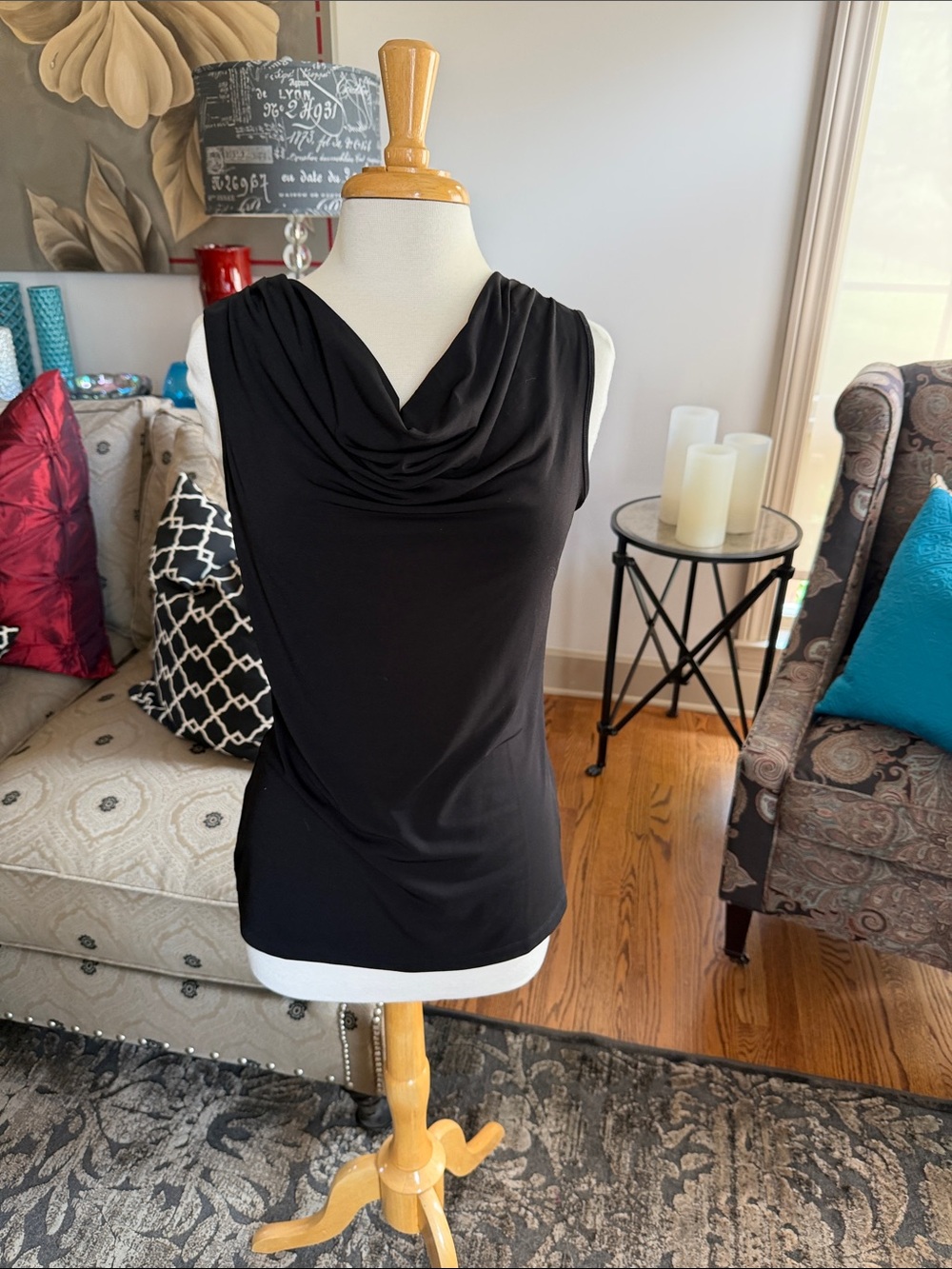 Studio Works Black Draped Cowl Neck Camisole